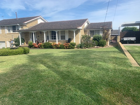 Front yard lawn mowing large property Narellan